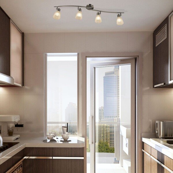 LED lubinis šviestuvas su keturiomis reguliuojamomis galvutėmis (Sidabrinė)