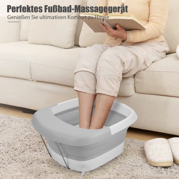 Sulankstomas elektrinis pėdų masažuoklis su šildymu ir burbulais (Pilka)