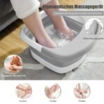Sulankstomas elektrinis pėdų masažuoklis su šildymu ir burbulais (Pilka)