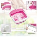 Elektrinis sulankstomas pėdų masažuoklis su šildymo ir burbuliukų funkcija (Rožinė)