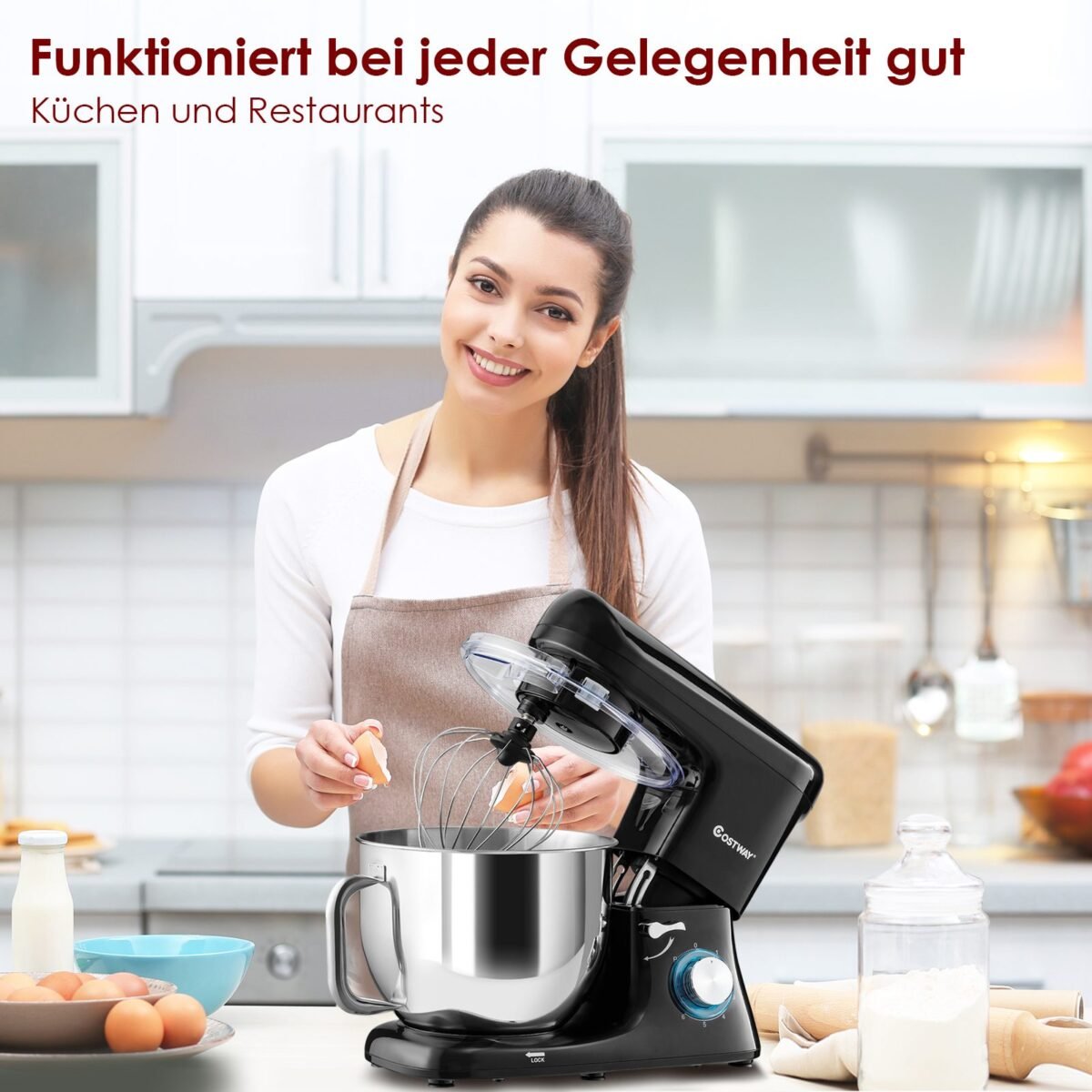 Elektrinis virtuvės kombainas su 7 litrų nerūdijančio plieno dubeniu (Juoda)