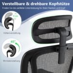Ergonomiška biuro kėdė su ištraukiama kojų atrama ir reguliuojama juosmens atrama (Juoda)