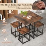 5 dalių valgomojo komplektas: stalas ir 4 kėdės (Ruda)