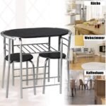 Virtuvės valgomojo komplektas su stalu ir dviem kėdėmis minimalistinio dizaino (Sidabrinė)