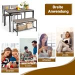 Valgomojo komplektas su 2 kėdėmis ir suoliuku (Pilka)