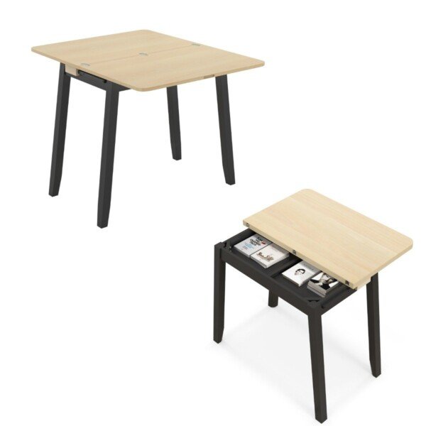 Ištraukiamas valgomasis stalas su paslėpta talpykla (Natūrali)