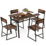 Valgomojo baldų komplektas su lentyna (Rūkas rudas)