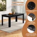 Ištraukiamas valgomojo stalas talpinantis iki 8 žmonių (Juoda)