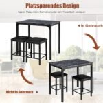 Valgomojo stalo ir kėdžių komplektas 3 dalys metalinio rėmo (Pilka)