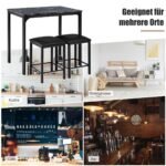 Valgomojo stalo ir kėdžių komplektas 3 dalys metalinio rėmo (Pilka)