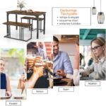 Virtuvės baldų komplektas su suolu ir dviem kėdutėmis (Ruda)