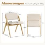 Sulankstomas valgomojo kėdžių komplektas su minkšta sėdyne ir medinėmis kojelėmis (Natūrali)