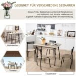 Valgomojo komplektas 4 asmenims: stačiakampis stalas su 4 kėdėmis (Natūrali)