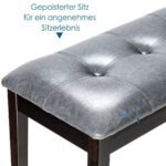 Stilingas medinis valgomojo suoliukas su minkšta sėdimąja dalimi (Pilka)