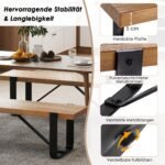 Sėdimasis suoliukas su metaliniu rėmu 152 5 cm (Natūrali)