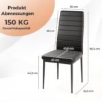 Minkštų virtuvės kėdžių komplektas su atlošu (Juoda)
