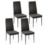 Minkštų virtuvės kėdžių komplektas su atlošu (Juoda)