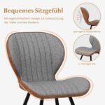 Modernus virtuvės kėdžių komplektas (2 vnt.) su lenkta atlošo atrama (Pilka)