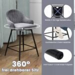 Aukštų baro kėdžių komplektas su aksominiu apmušalu (Pilka)