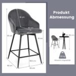 Aukštų baro kėdžių komplektas su aksominiu apmušalu (Pilka)