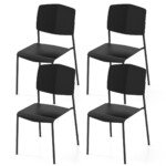 Valgomojo kėdžių komplektas (4 vnt.) su atlošu (Juoda)