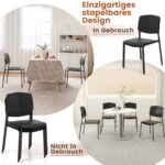 Valgomojo kėdžių komplektas (4 vnt.) su atlošu (Juoda)