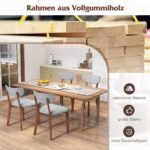 Valgomojo kėdžių komplektas 2 vnt. su mediniu rėmu ir minkšta sėdyne (Pilka)