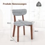 Valgomojo kėdžių komplektas 2 vnt. su mediniu rėmu ir minkšta sėdyne (Pilka)