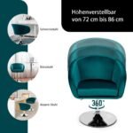 Aukščio reguliuojamas baro kėdė su atramine nugara ir 360° sukimosi funkcija (Žalia)