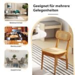 Valgomojo kėdžių komplektas (2 vnt.) su natūralaus medžio rėmu ir pintomis detalėmis (Natūrali)