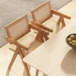 Valgomojo kėdžių komplektas iš bambuko ir sintetinio rotango (Natūrali)