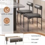 Valgomojo kėdžių komplektas (2 vnt.) su paminkštintu atlošu ir PVC oda (Pilka)