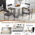 Valgomojo kėdžių komplektas (2 vnt.) su paminkštintu atlošu ir PVC oda (Pilka)