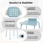 Stalo kėdžių komplektas (4 vnt.) su ažūriniu atlošu (Mėlyna)