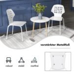 Modernus virtuvės kėdžių komplektas (4 vnt.) su ažūriniu atlošu (Balta)