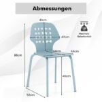 Stalo kėdžių komplektas (4 vnt.) su ažūriniu atlošu (Mėlyna)