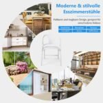 Sulankstomas virtuvės kėdžių komplektas su aukštu atlošu ir porankiais (Balta)