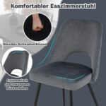 Valgomojo kėdžių komplektas (2 vnt.) pilkas su minkšta apmušalo ir atlošu (Pilka)