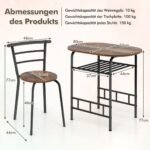 Valgomojo komplektas su dviem kėdėmis ir vyno lentyna (Ruda)