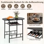 Valgomojo komplektas su dviem kėdėmis ir vyno laikikliu (Juoda)