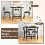 Valgomojo komplektas su dviem kėdėmis ir vyno laikikliu (Juoda)