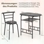 Valgomojo komplektas su dviem kėdėmis ir vyno laikikliu (Juoda)