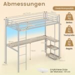 Aukšta lova su LED apšvietimu ir stalu (Sidabrinė)