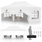 Sulankstomas pavėsinis su nuimamomis sienelėmis 3x6 m (Balta)