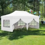 Sulankstomas pavėsinis su nuimamomis sienelėmis 3x6 m (Balta)