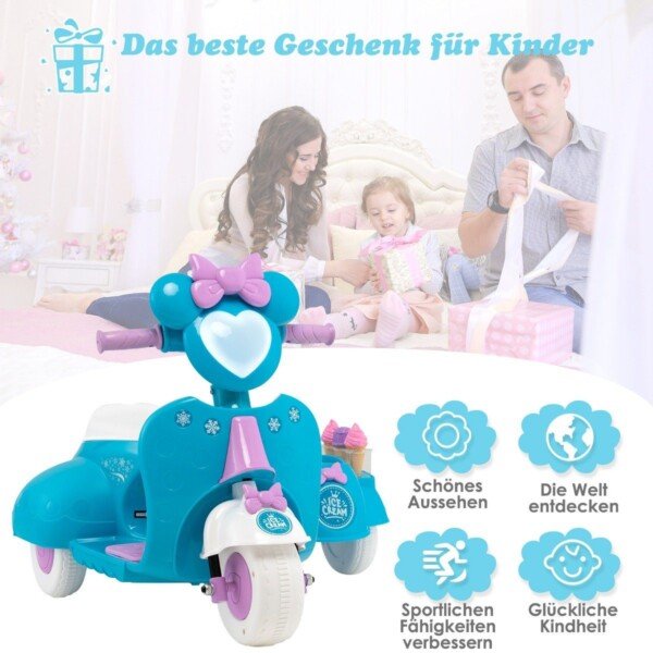 Elektrinis vaikiškas motociklas su priekaba (Mėlyna)