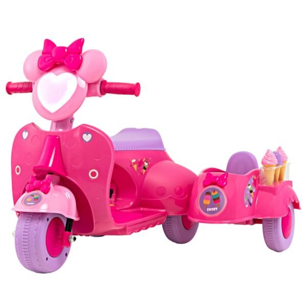 Elektrinis vaikiškas motociklas su priekaba (Rožinė)