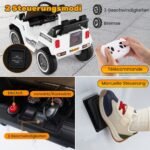 Elektrinis vaikiškas visureigis su dviguba pavara ir 4 ratų pakaba (Balta)