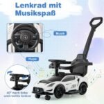 Vaikiškas automobilis stumdomas ir minamas (Balta)