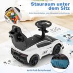 Vaikiškas automobilis stumdomas ir minamas (Balta)